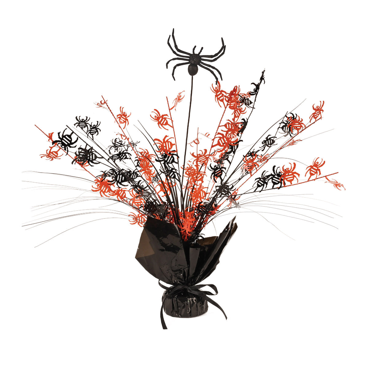 15 in. Crepe Paper Spider Gleam Spray - Halloween decor at Party Pig Austin