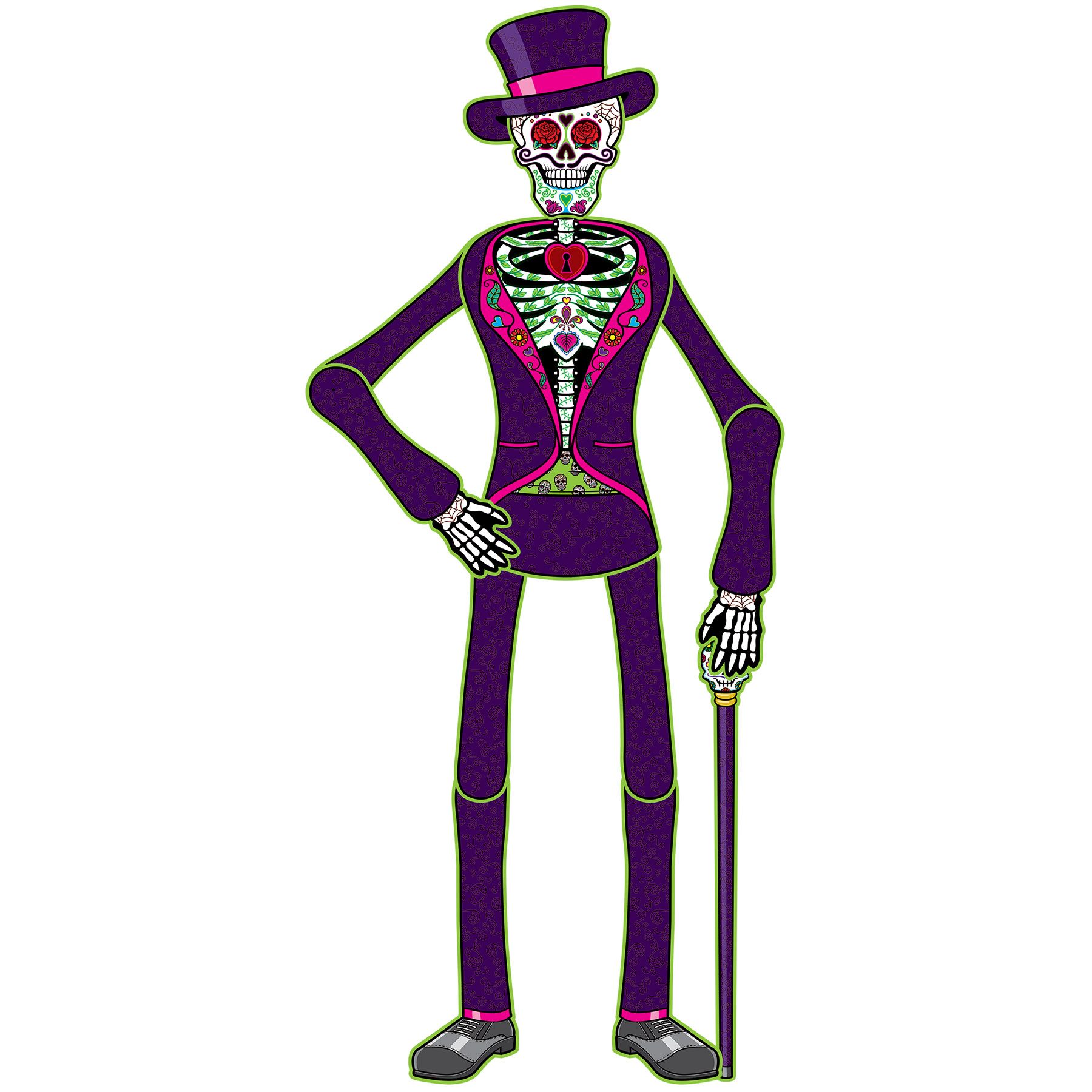 4 ft. Jointed Day of the Dead Male Skeleton - Halloween decor at Party Pig Austin