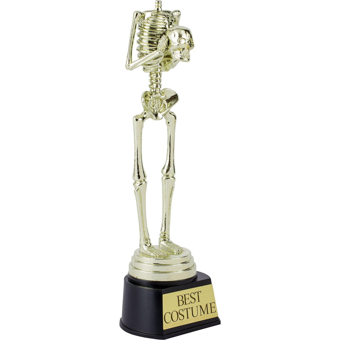 Gold skeleton Best Costume trophy on a black base