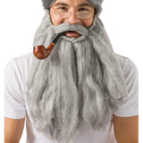 Adult gray costume beard and mustache