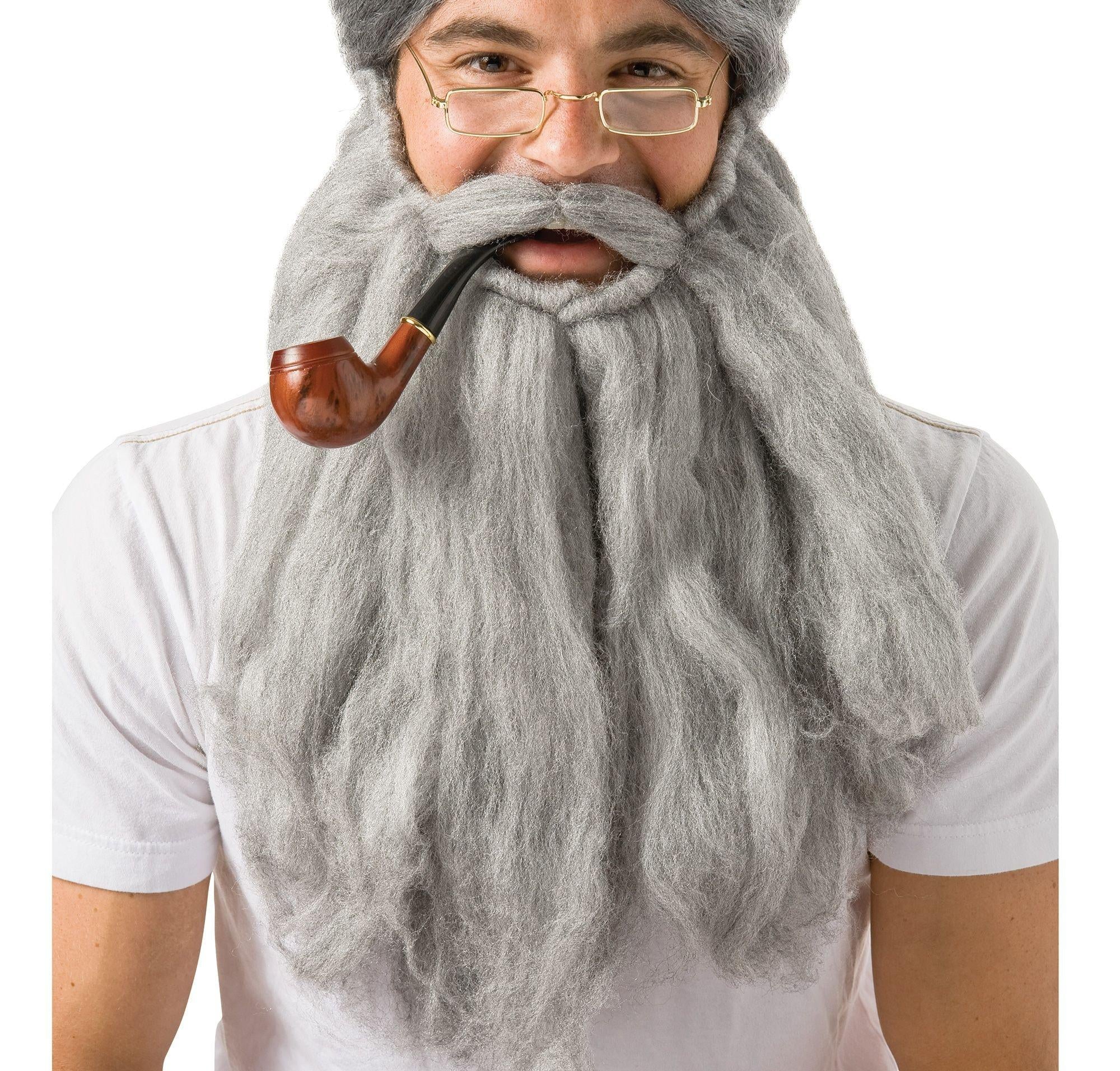 Adult gray costume beard and mustache