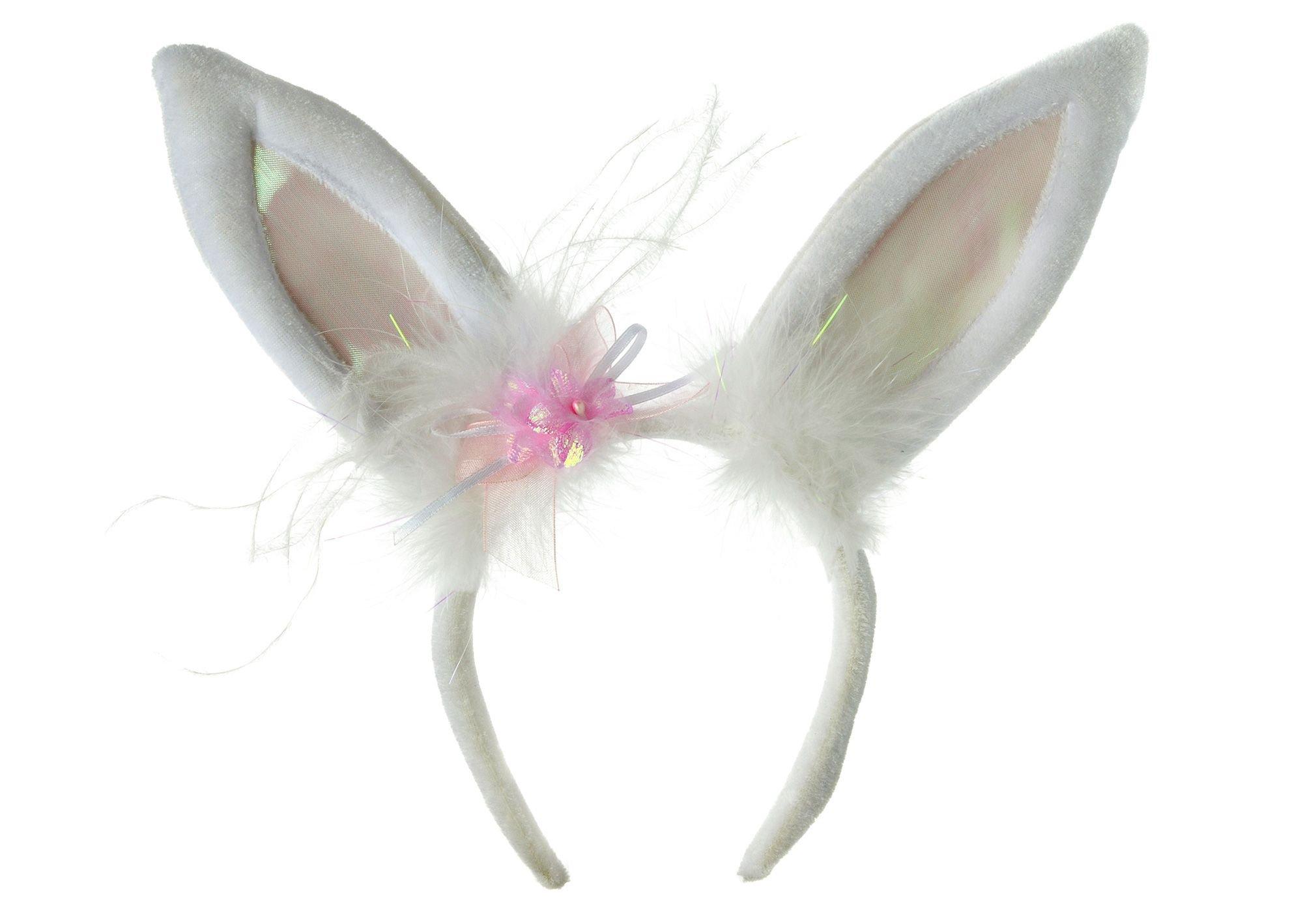 White marabou bunny ear headband
