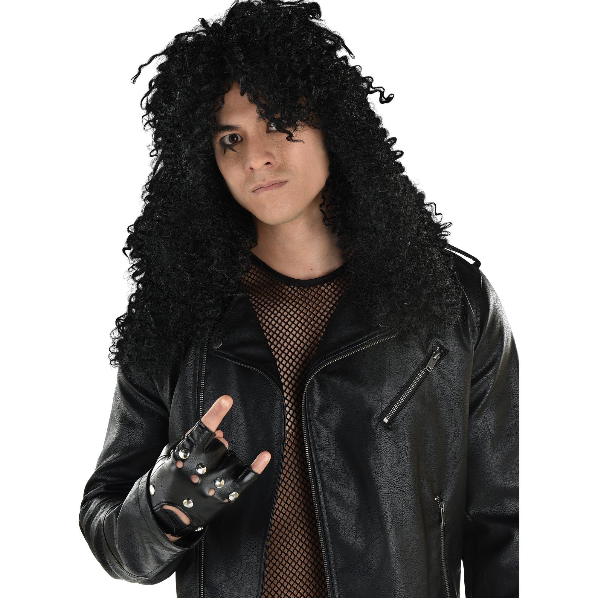 Adult black rocker costume wig