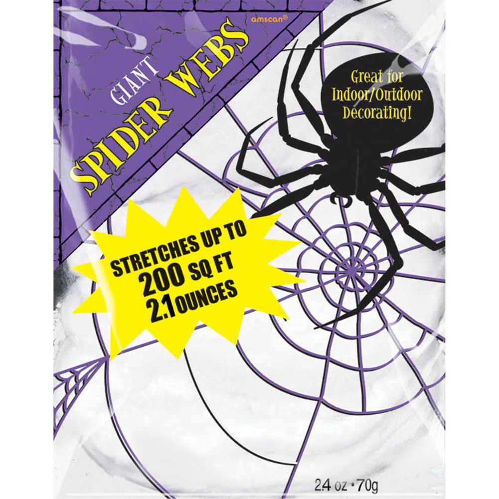 2.1 oz. White Stretch Spider Web - Halloween decor at Party Pig Austin
