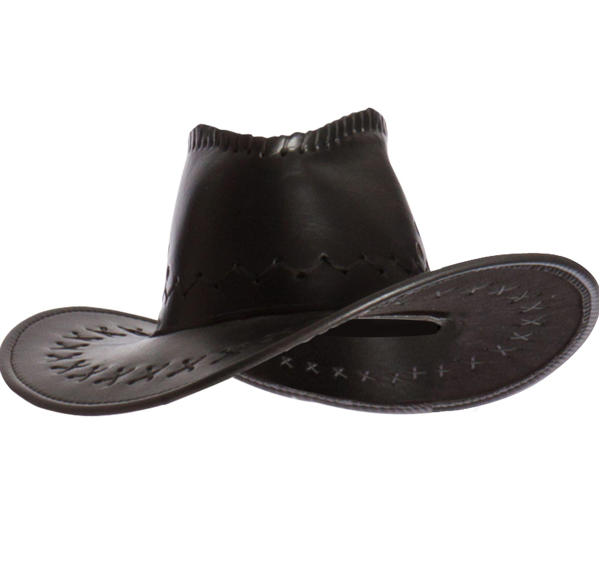 Black leather-style cowboy costume hat