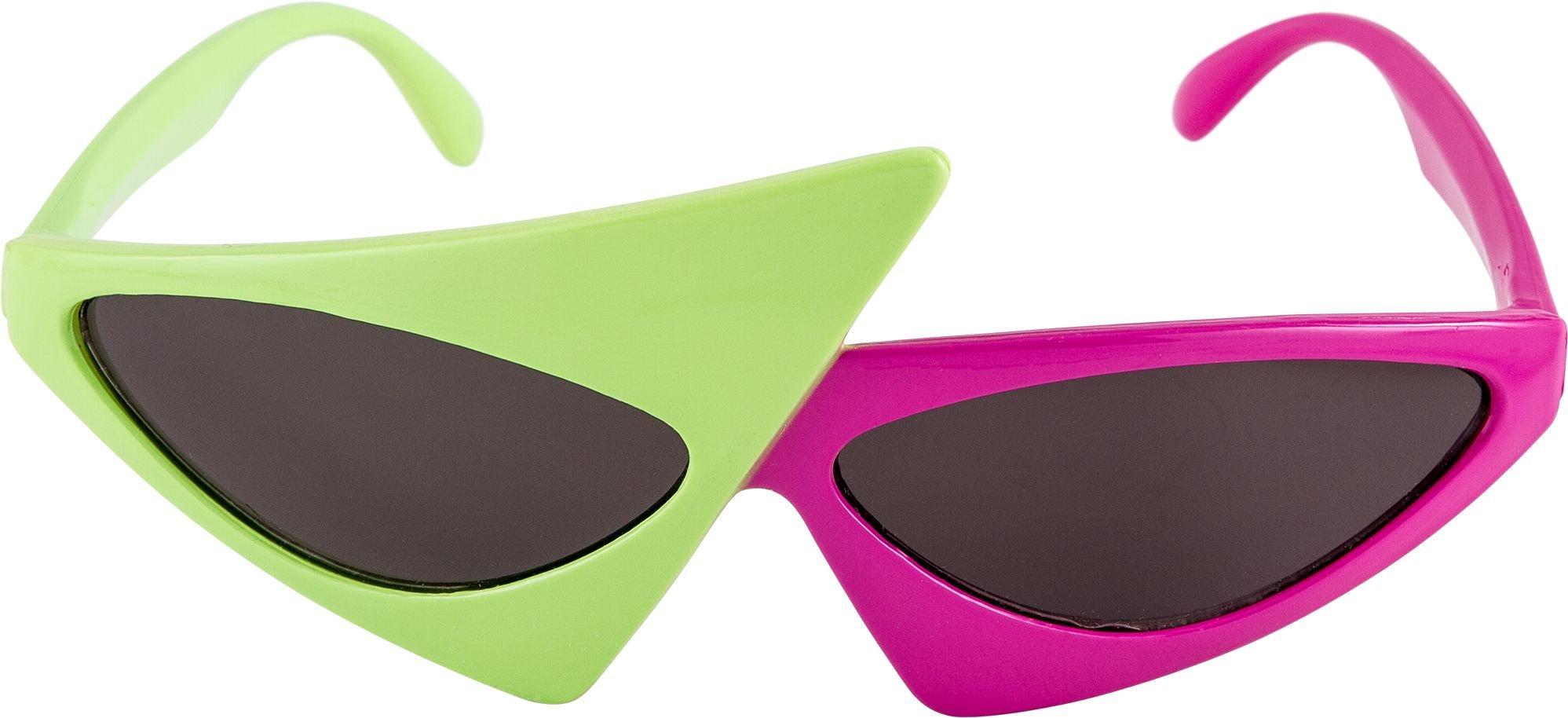 Pink and green asymmetrical costume glasses