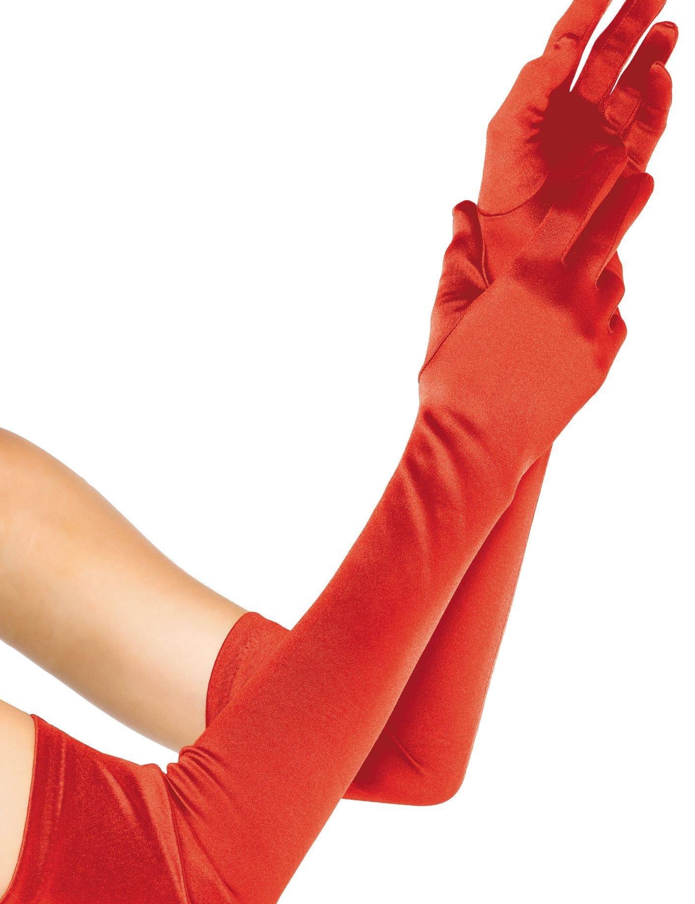 Women's long red costume gloves