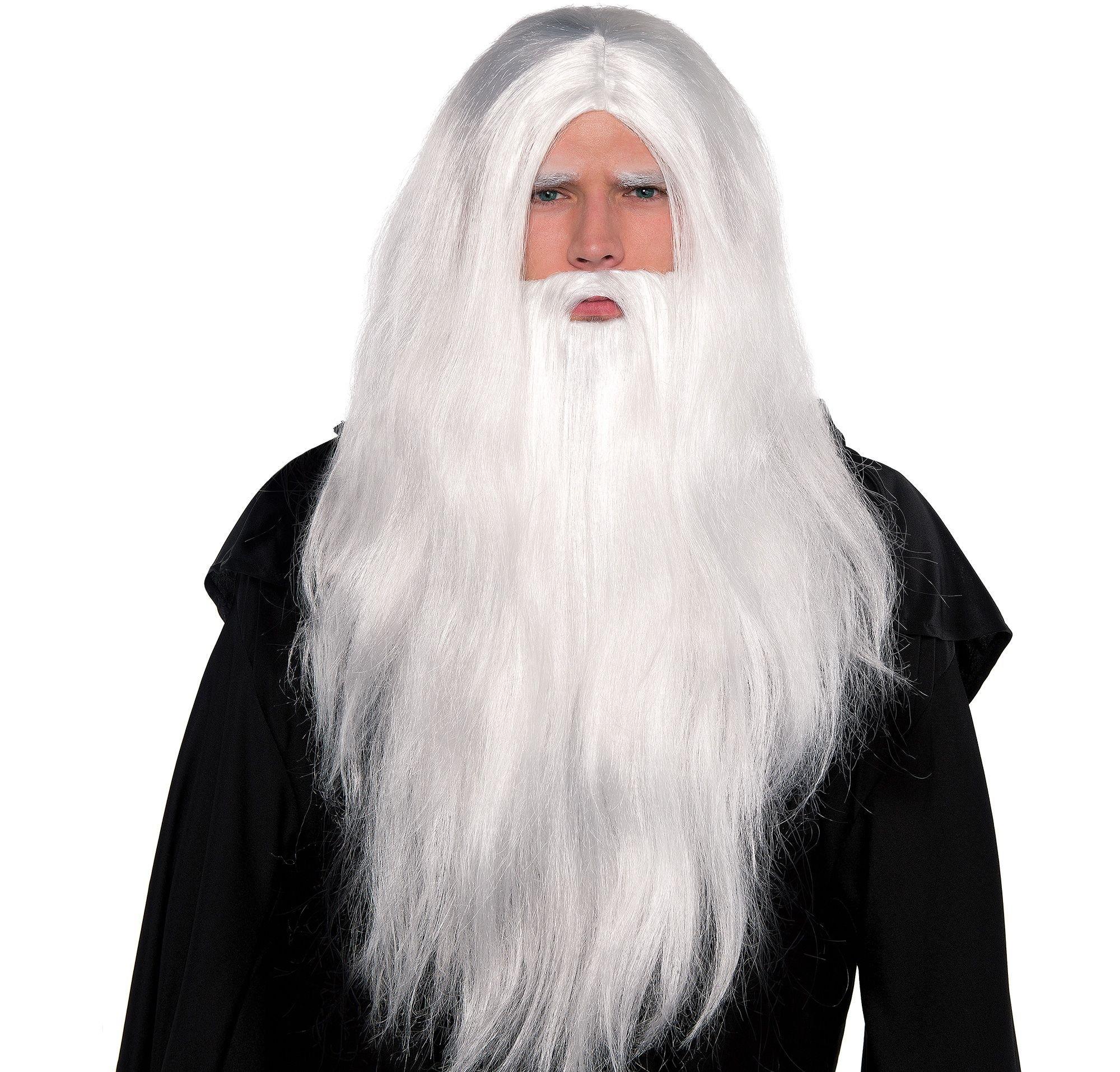 Adult Merlin costume wig and beard set