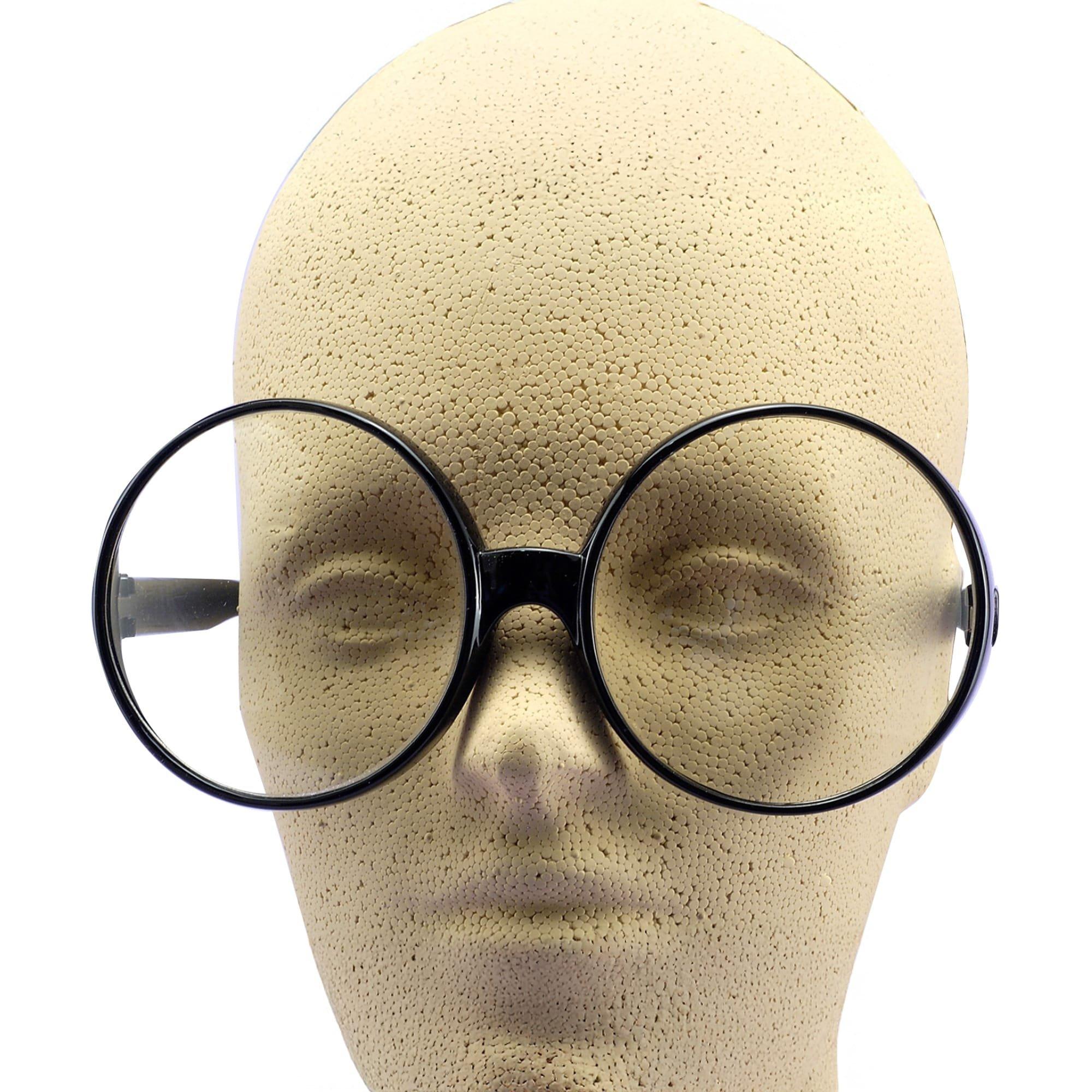 Large black round costume glasses