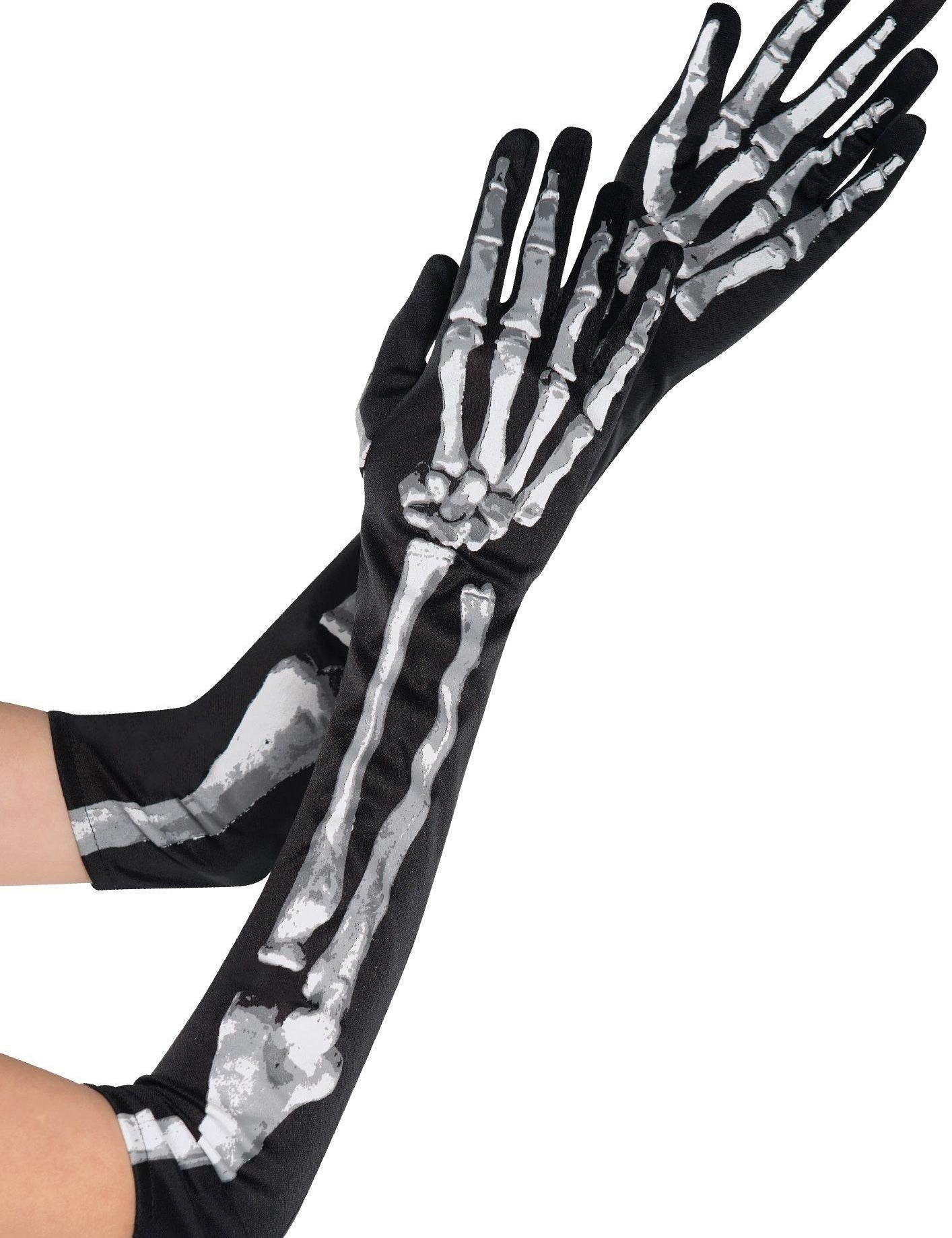 Long skeleton costume gloves