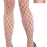 Black large diamond net costume stockings, plus size