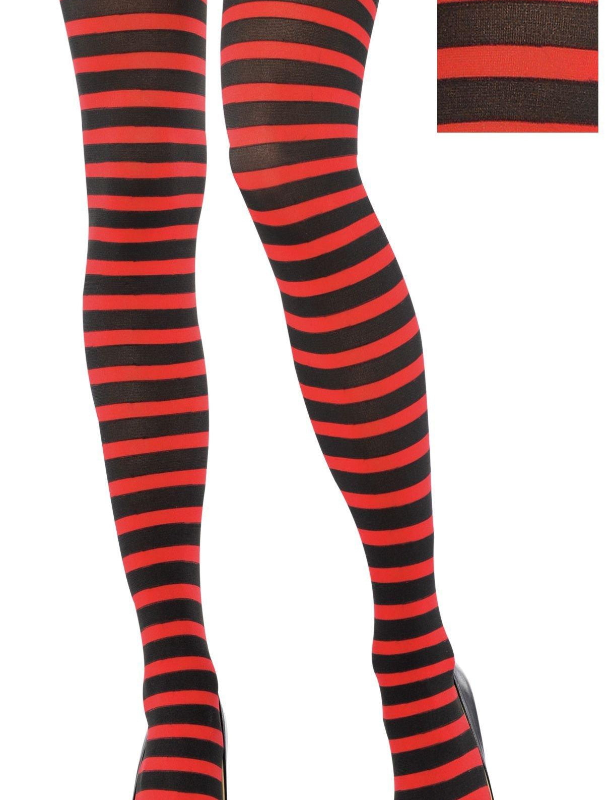 Red and black striped costume tights