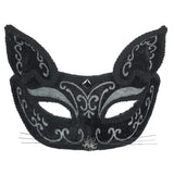 Deluxe black and silver glitter cat costume mask