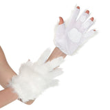 White furry costume gloves