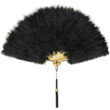 Black feathered costume fan