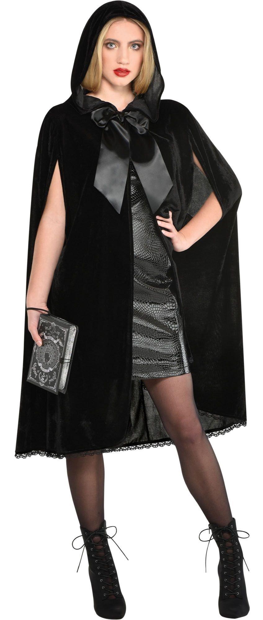 Hooded costume cape with oversized bow