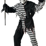 Men's Evil Jester Black White Costume
