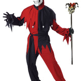 Men's Evil Jester Black Red Costume