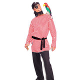 Adult red and white striped pirate costume shirt