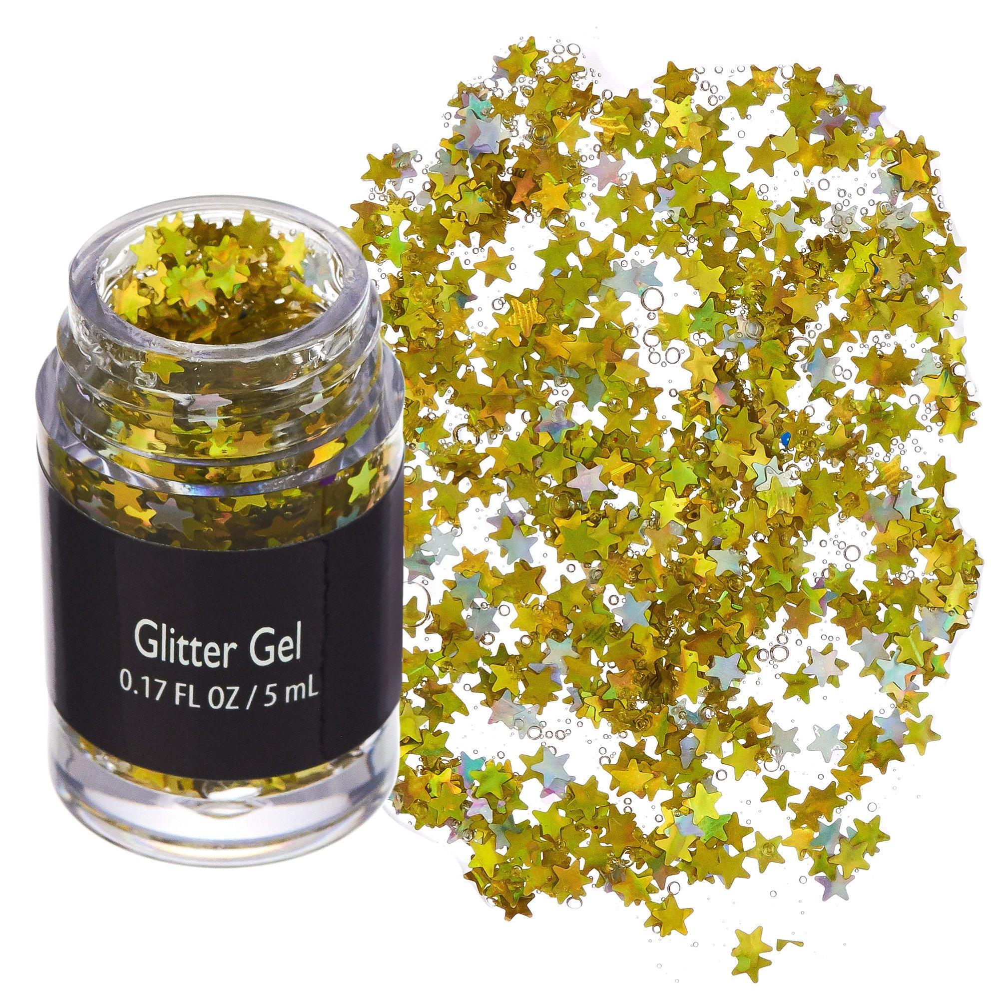 Gold star glitter gel with applicator