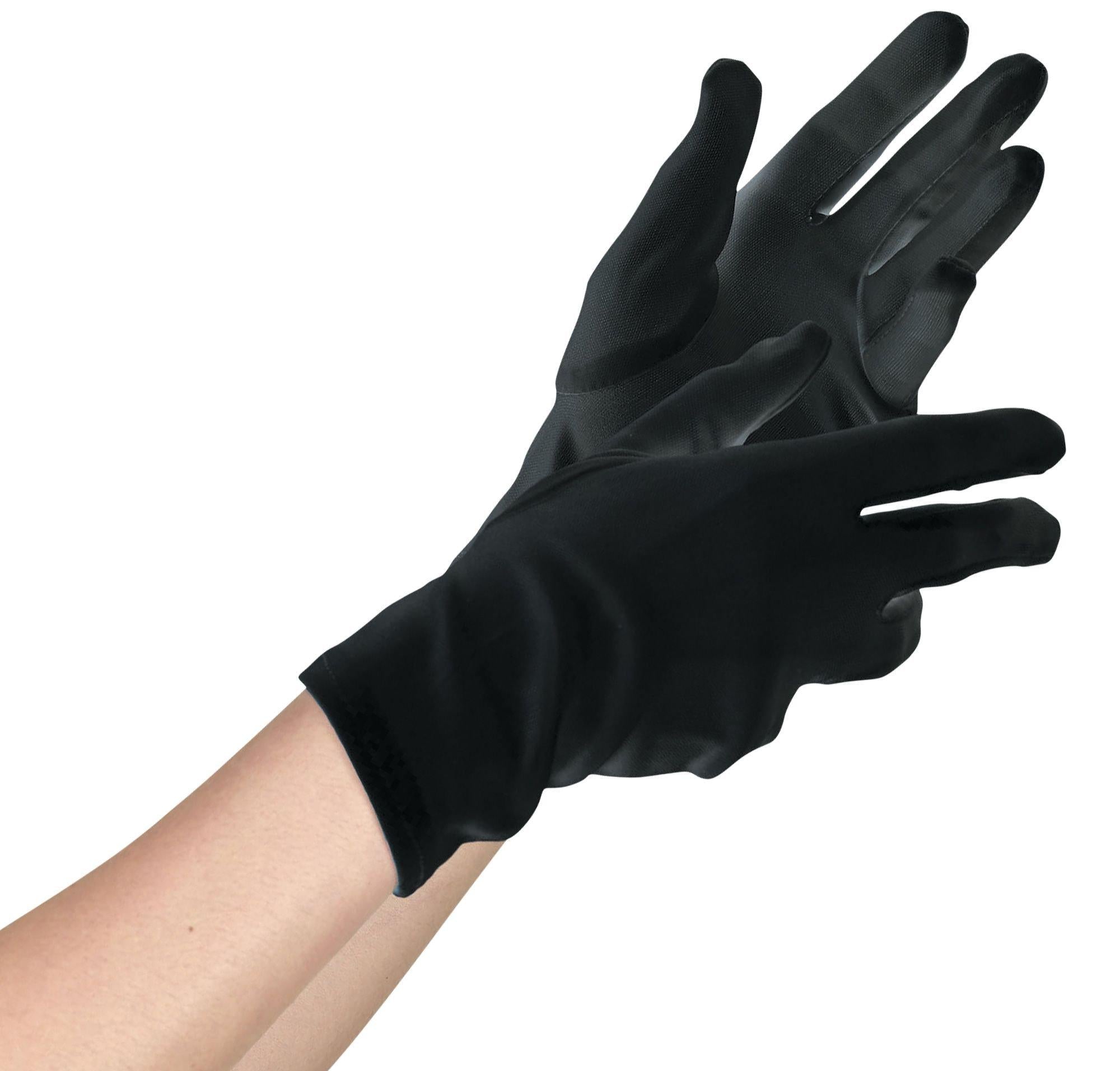 Adult short black costume gloves
