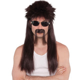 Adult brown Mud Flap mullet costume wig