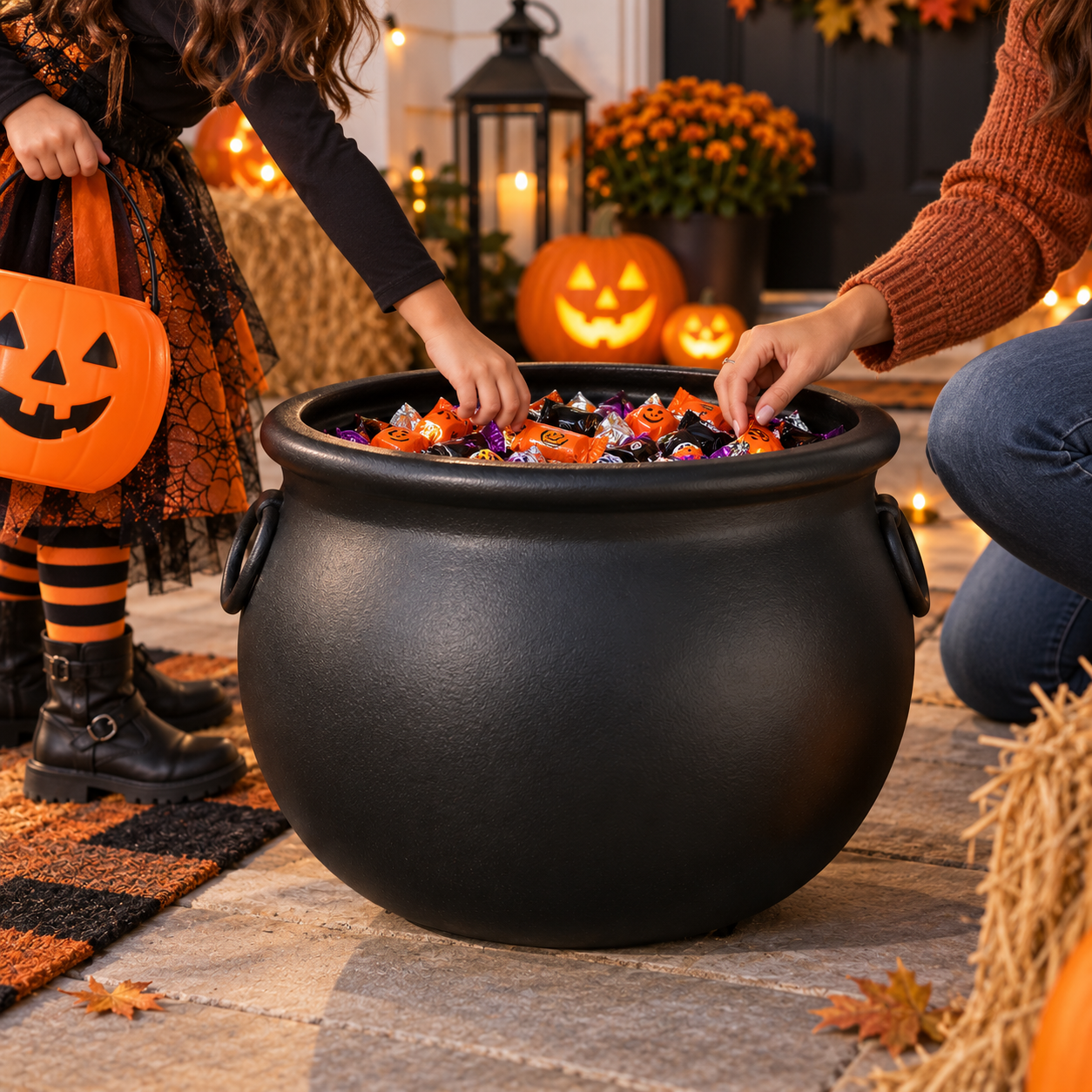 22 in. Black Halloween Cauldron