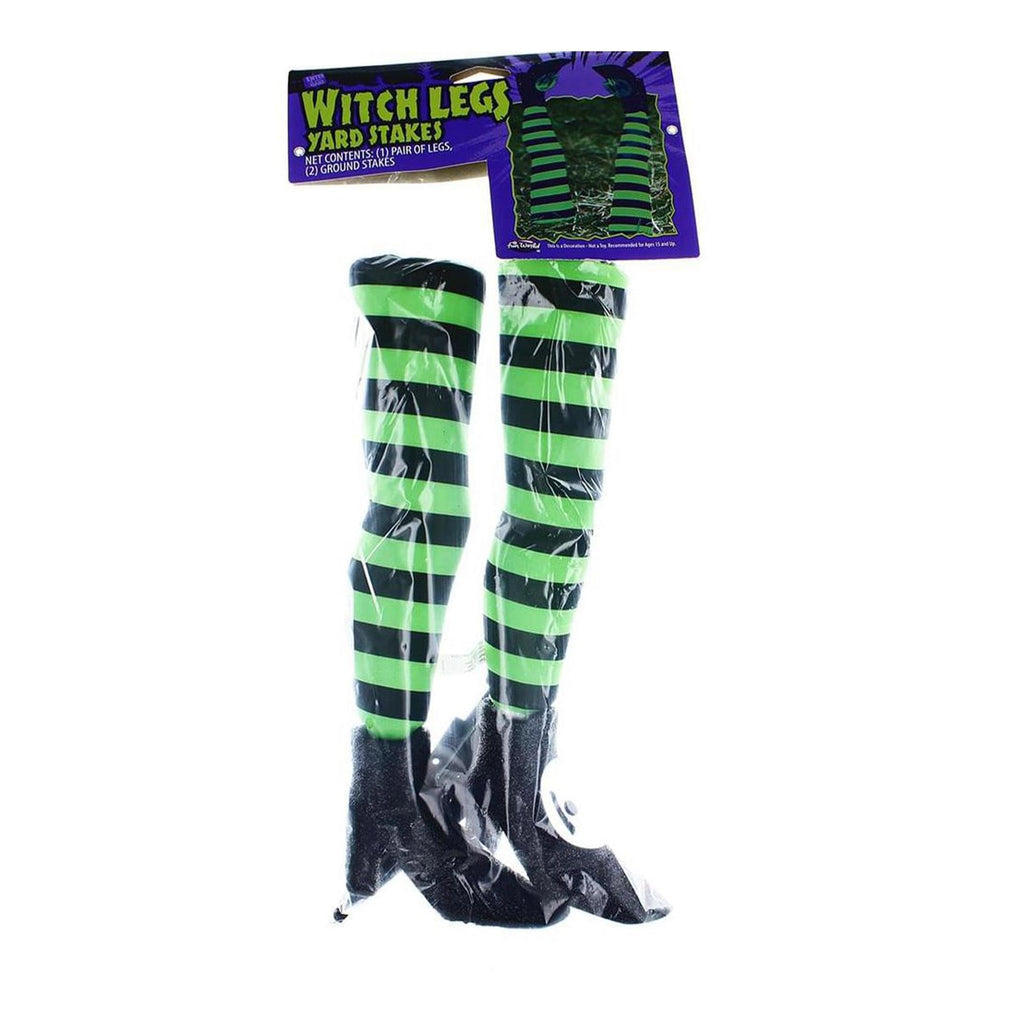 2-Count Green Witch Leg Yard Stakes - Halloween decor at Party Pig Austin