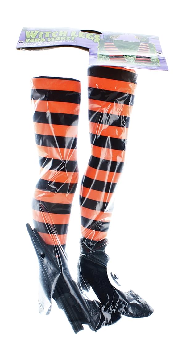 2-Count Orange Witch Leg Yard Stakes - Halloween decor at Party Pig Austin