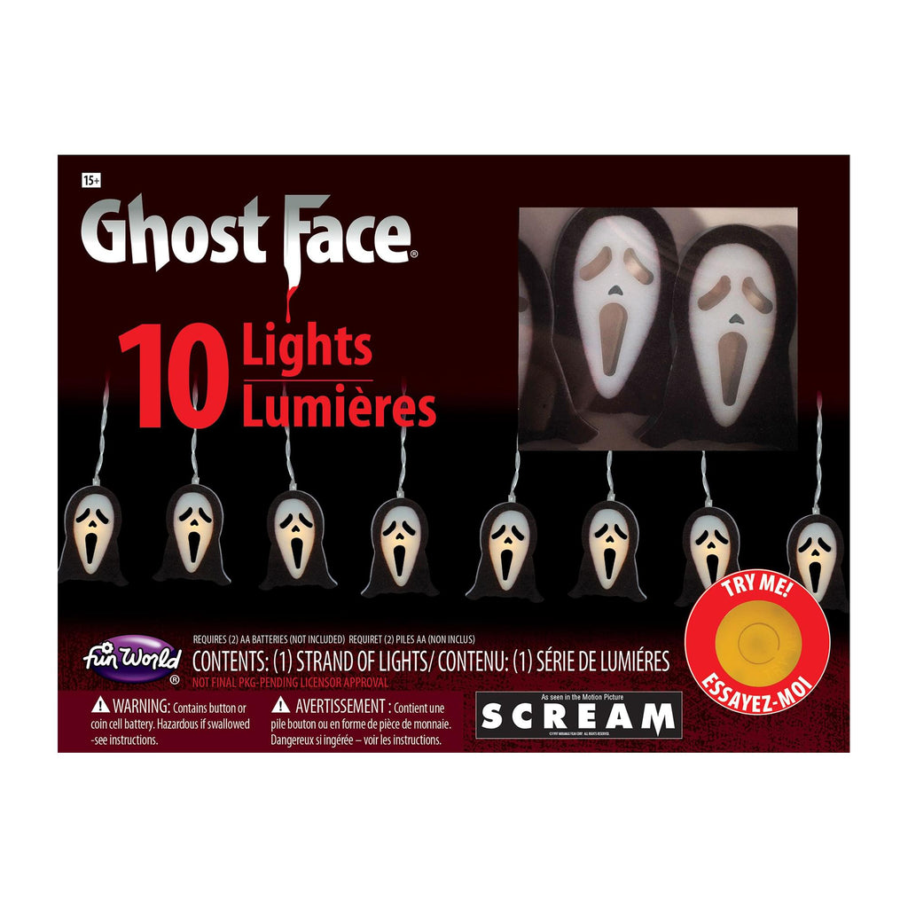 10-Light Ghostface String Lights - Halloween decor at Party Pig Austin