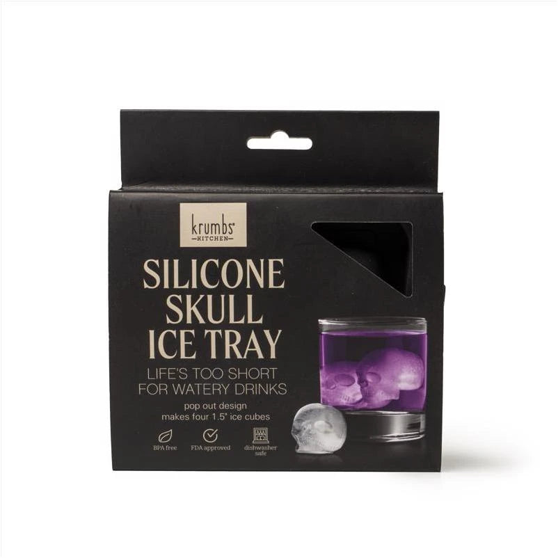 2-Piece Black Skull Ice Tray Set - Halloween decor at Party Pig Austin