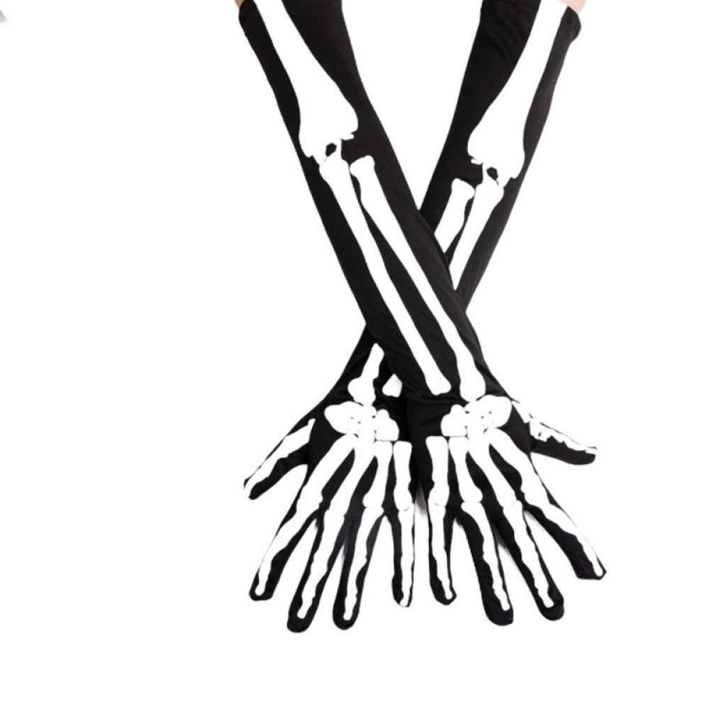 Long Skeleton Costume Gloves