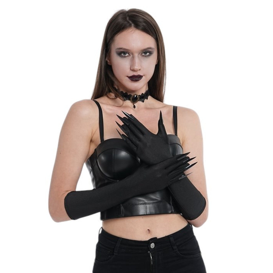 Long Costume Gloves with Black Nails