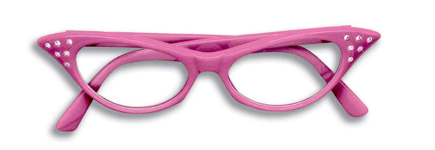 Pink 50s rhinestone cat-eye costume glasses
