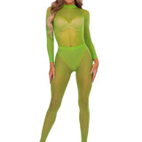 Adult Green Sheer Bodysuit & Tights Set