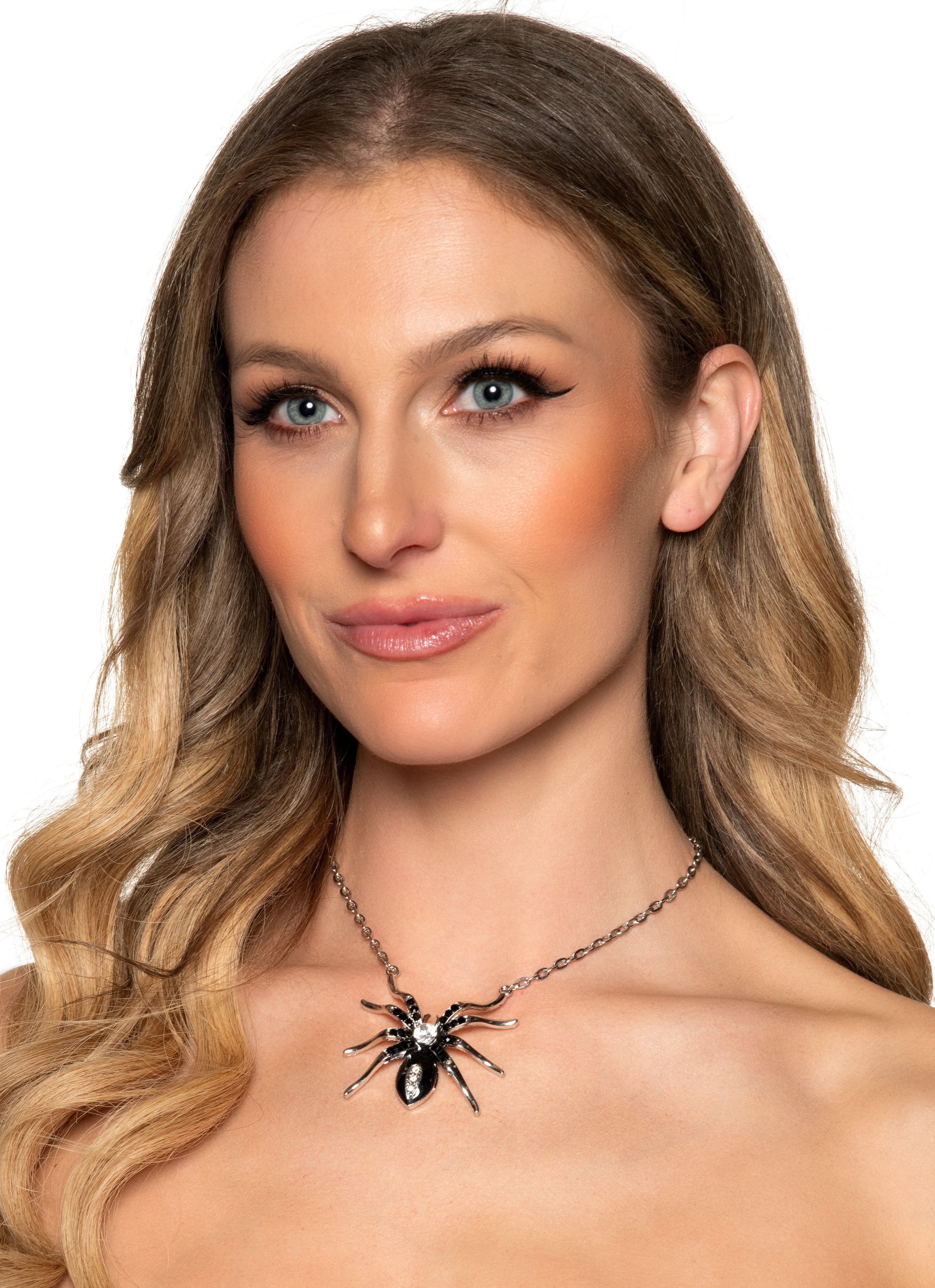 Spider Diamond-Look Costume Necklace