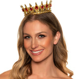 Adult Gold Metal Queen Crown with Red Jewel