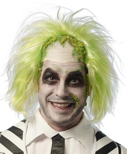 Adult White & Green Wig Trickster