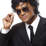 Adult Black Wet Look Deluxe Wig