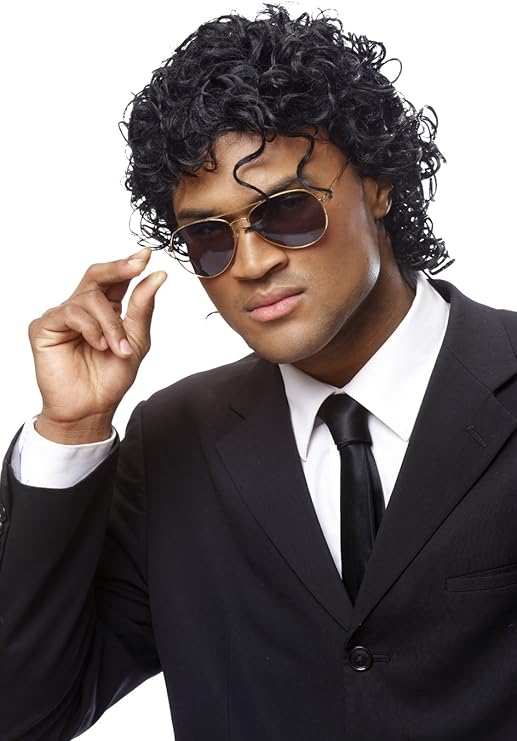 Adult Black Wet Look Deluxe Wig