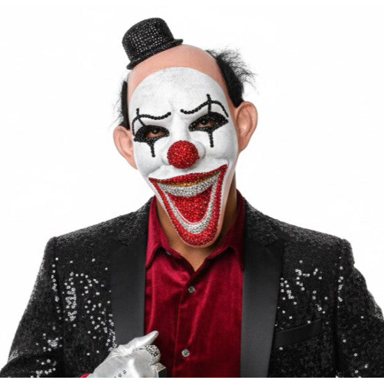 Adult Black Rhinestone Clown Mask