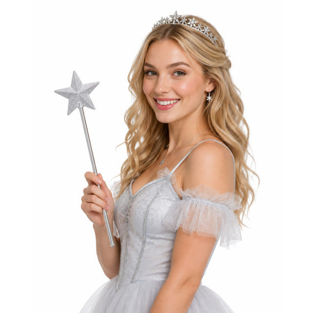 Silver Glitter Angel Wand, 17 in