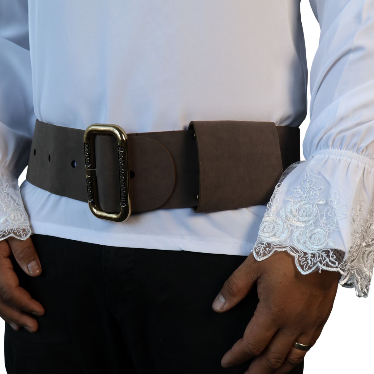 48-Inch Faux Leather Pirate Belt with Buckle