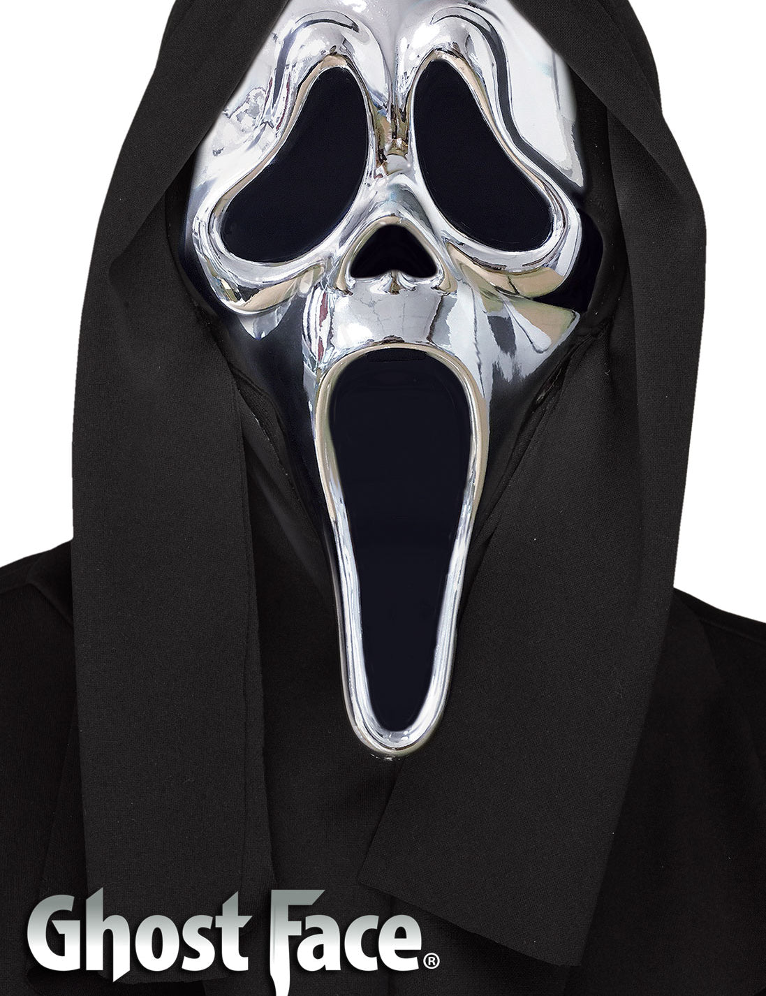 Adult Chrome Ghost Face Mask with Hood