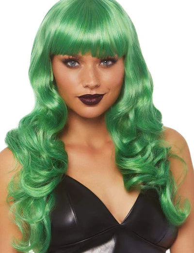 Adult Green Long Wavy Wig