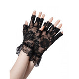 Black Short Fingerless Lace Gloves