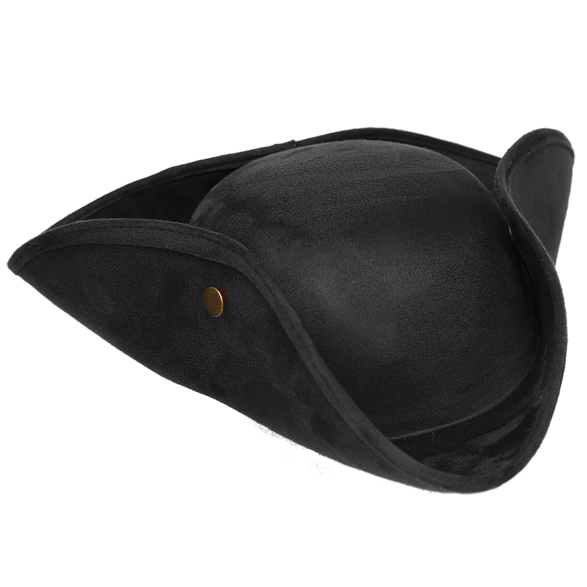 Black Faux Suede Tricorn Hat