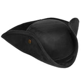 Black Faux Suede Tricorn Hat