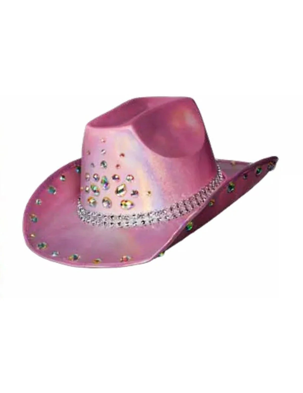 Holographic Cowboy Hat with Diamond Stud Detail