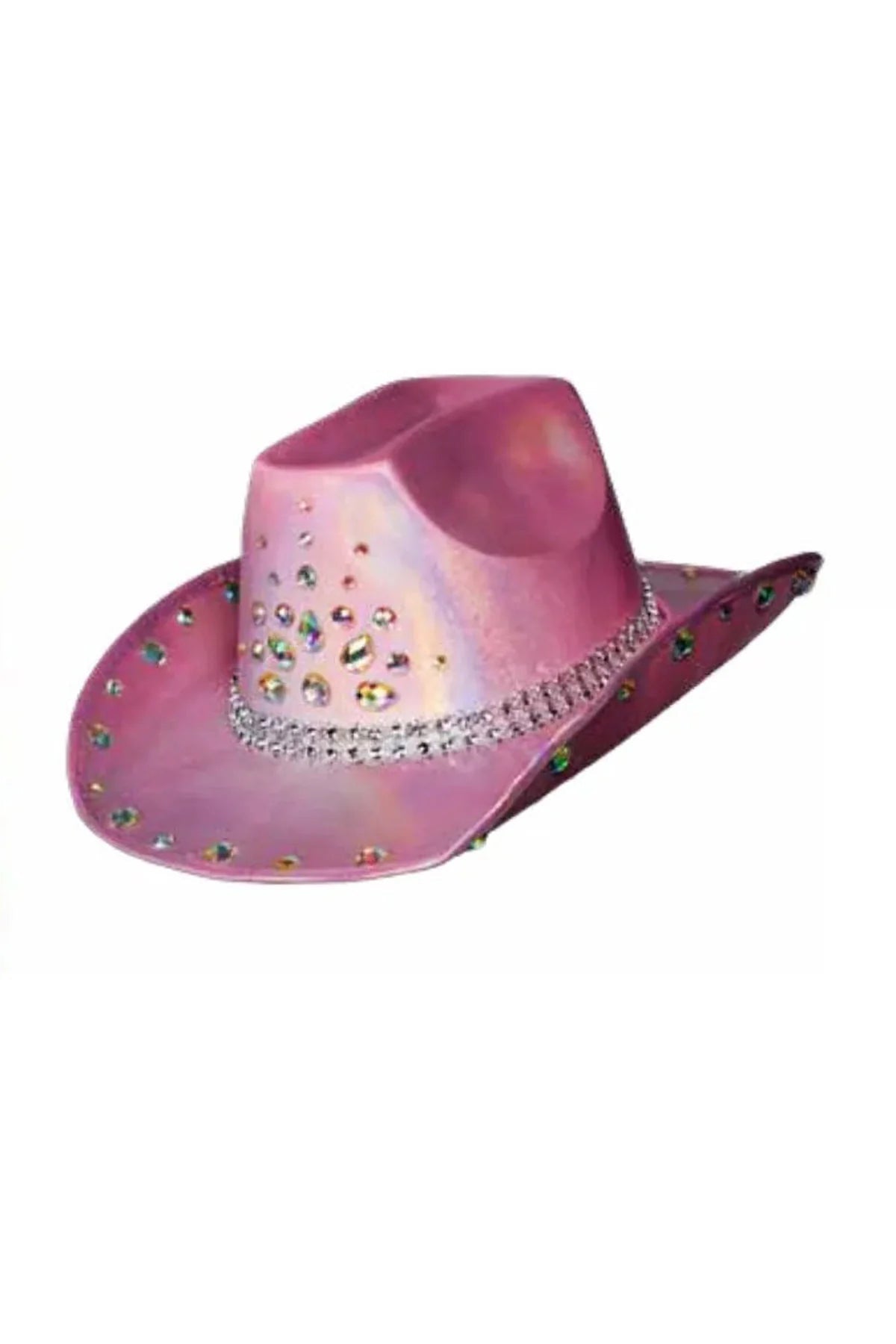 Holographic Cowboy Hat with Diamond Stud Detail
